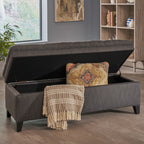 JULIANA Stylish Storage Ottoman with Extra Seating in Gray Fabric, 50x20.5x18.3 inches - Grand Goldman Shop