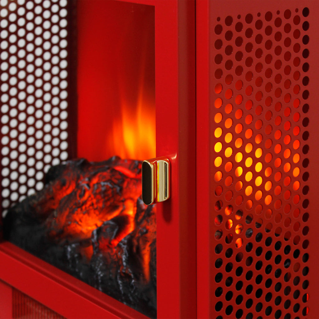 18 inch Freestanding Electric Fireplace Stove heater with 3D Flame effect,Classic Red - Grand Goldman Shop