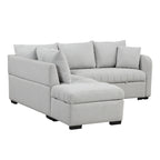Modern L-shaped Sectional Pull Out Sofa Bed with USB Ports & Storage Ottoman, Gray Jacquard Fabric, 82.6' - Grand Goldman Shop