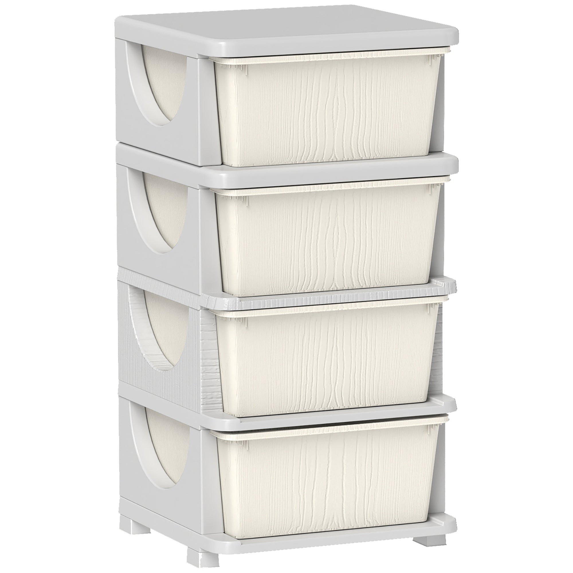 Qaba 4 Tier Kids Storage Unit, 4 Drawer Chest Toy Organizer Plastic Bins for Kids Bedroom Nursery Kindergarten Living Room fo