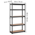 Storage Shelving Unit, 5-Tier Adjustable, 2000 lbs Capacity, Heavy Duty Garage Shelves Metal Organizer Utility Rack, Black, 30' L x 12' W x 60' H for Kitchen Pantry Basement Bathroom Laundry - Grand Goldman Shop