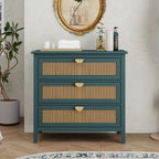 3 Drawer Cabinet, Natural rattan, American Furniture, Suitable for bedroom, living room, study - Grand Goldman Shop