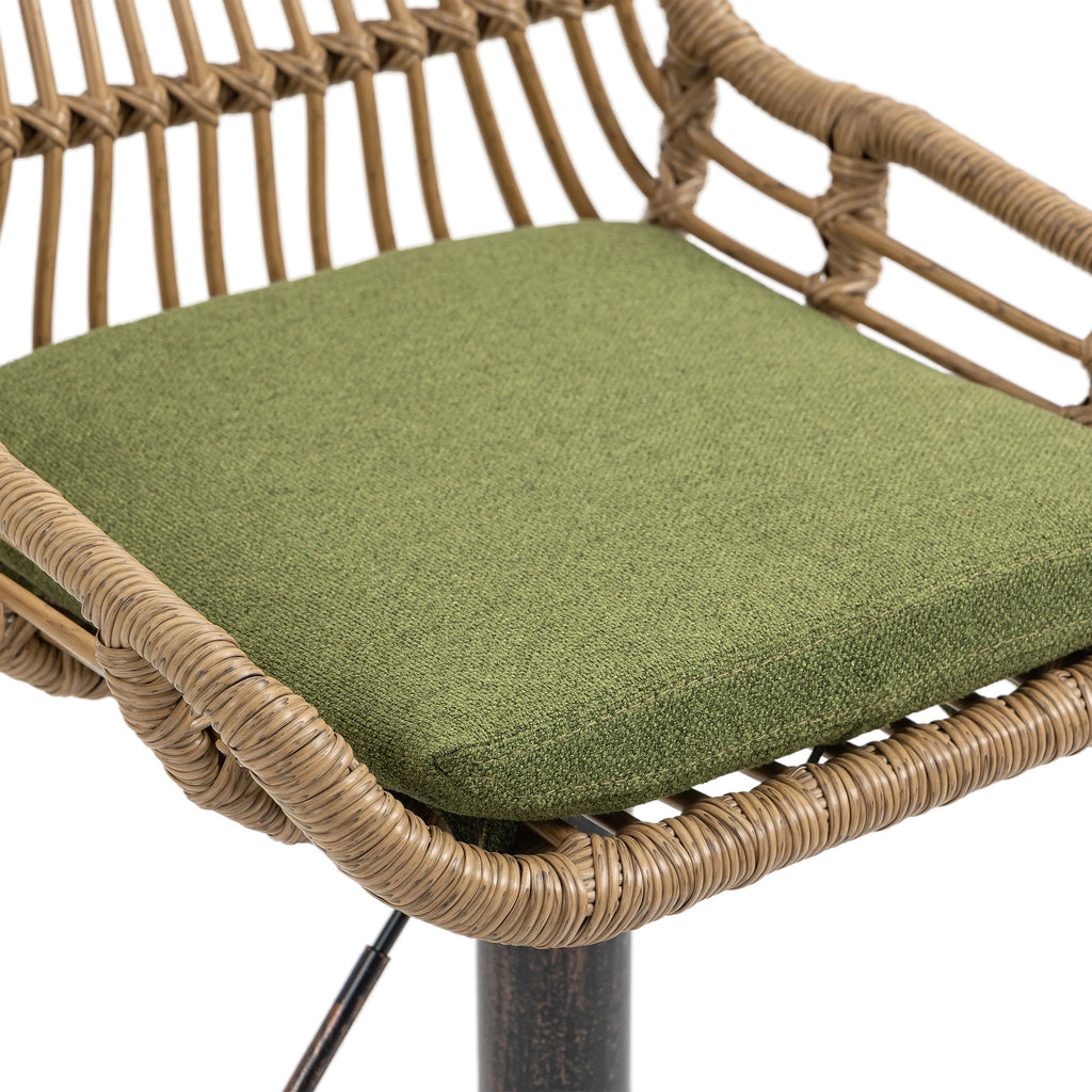 COOLMORE Modern Swivel Bar Stools Set of 2 with Adjustable Height and Footrest in Green Linen - Grand Goldman Shop