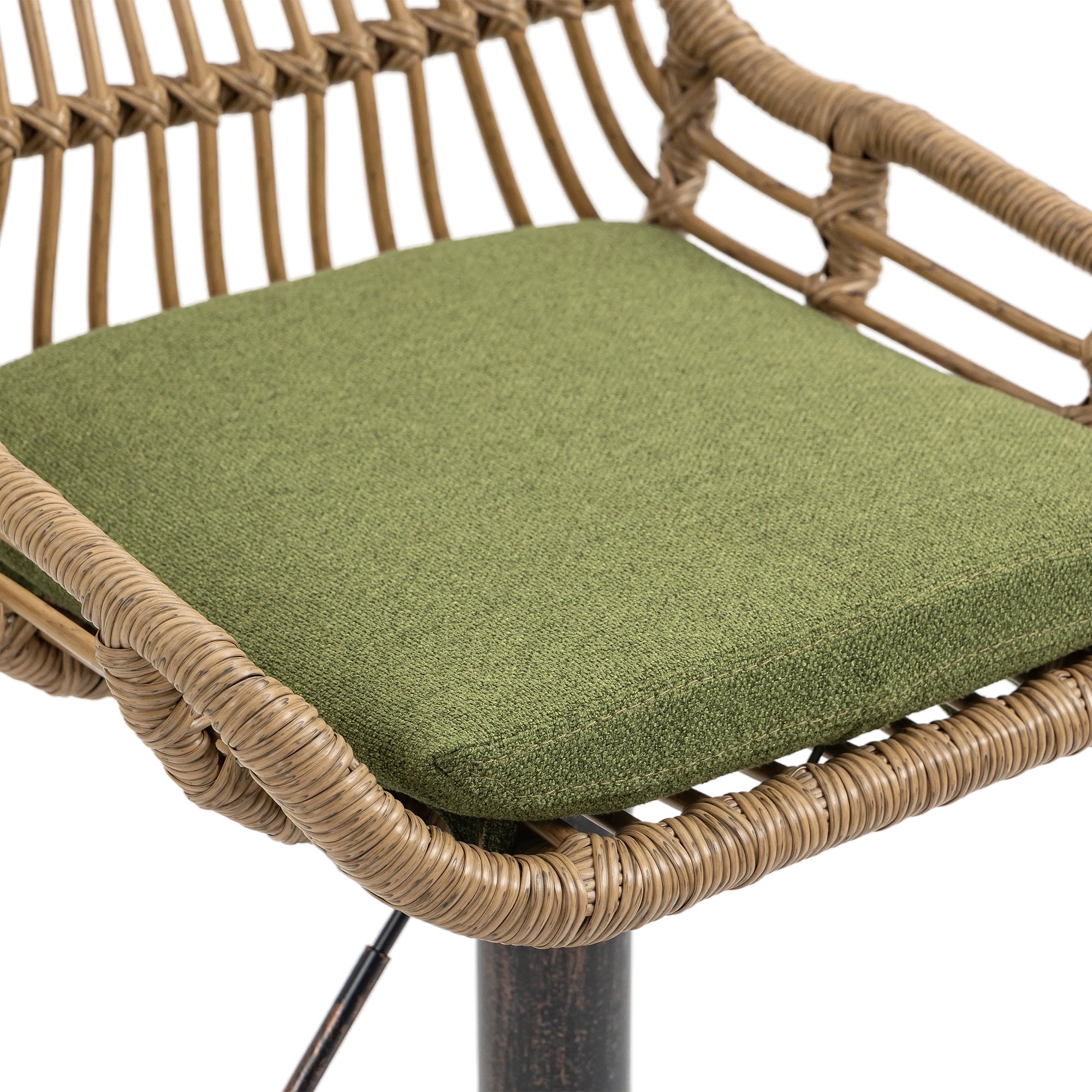 COOLMORE Modern Swivel Bar Stools Set of 2 with Adjustable Height and Footrest in Green Linen - Grand Goldman Shop