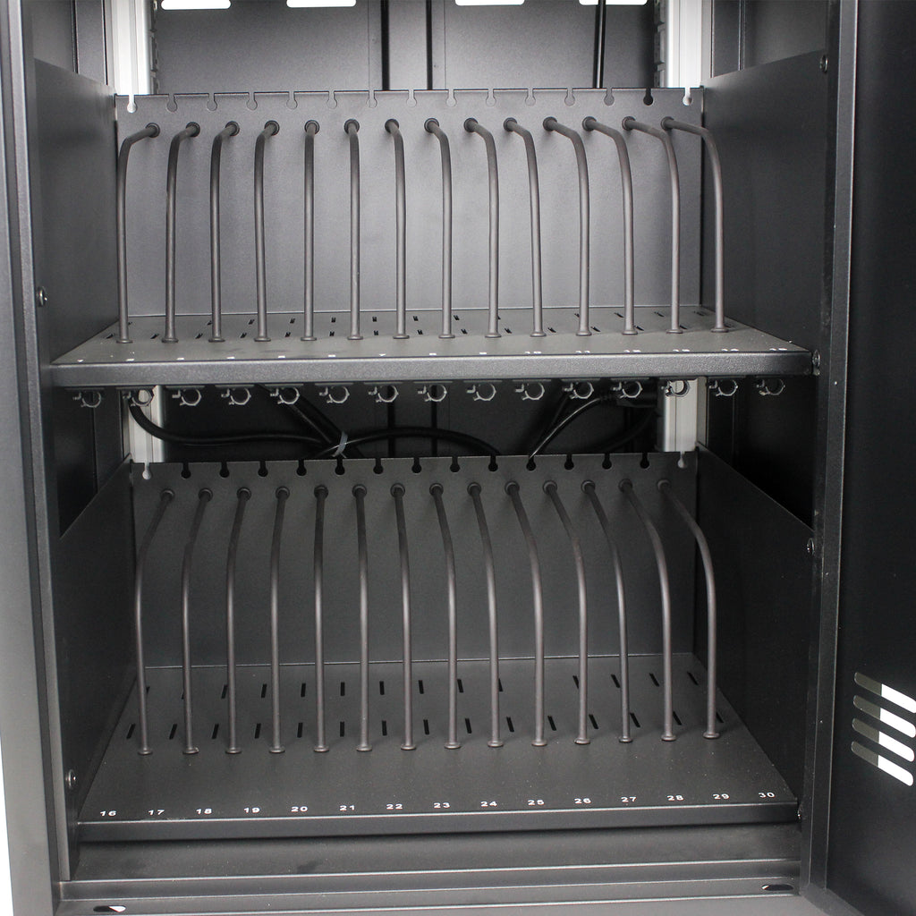 Mobile Charging Cart for Tablets Laptops 35-Device Capacity Matt Black Metal | Premium Home Decor - Grand Goldman