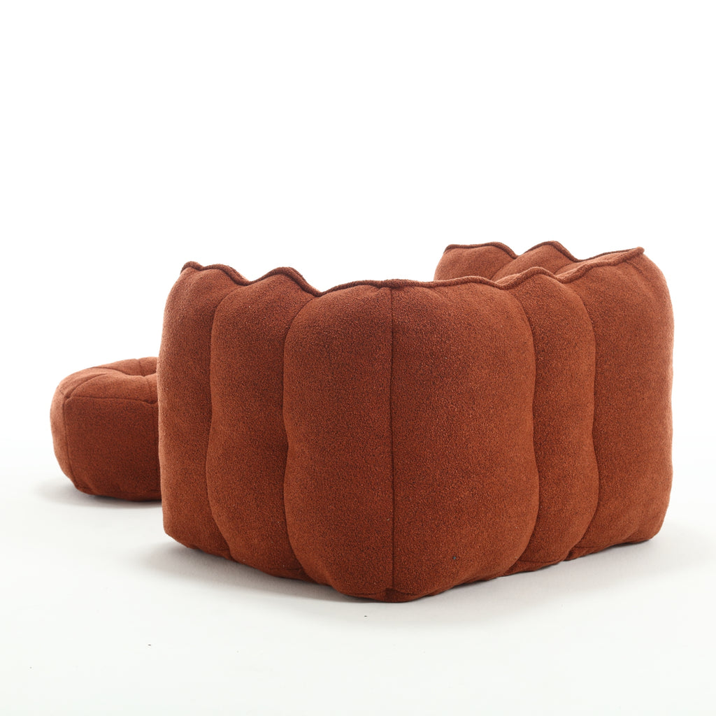 Soft Chenille Bean Bag Chair with High Resilient Foam for Living Room and Bedroom, Comfortable Square Lazy Sofa with Footstool for Adults - Grand Goldman Shop
