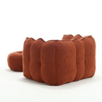 Soft Chenille Bean Bag Chair with High Resilient Foam for Living Room and Bedroom, Comfortable Square Lazy Sofa with Footstool for Adults - Grand Goldman Shop