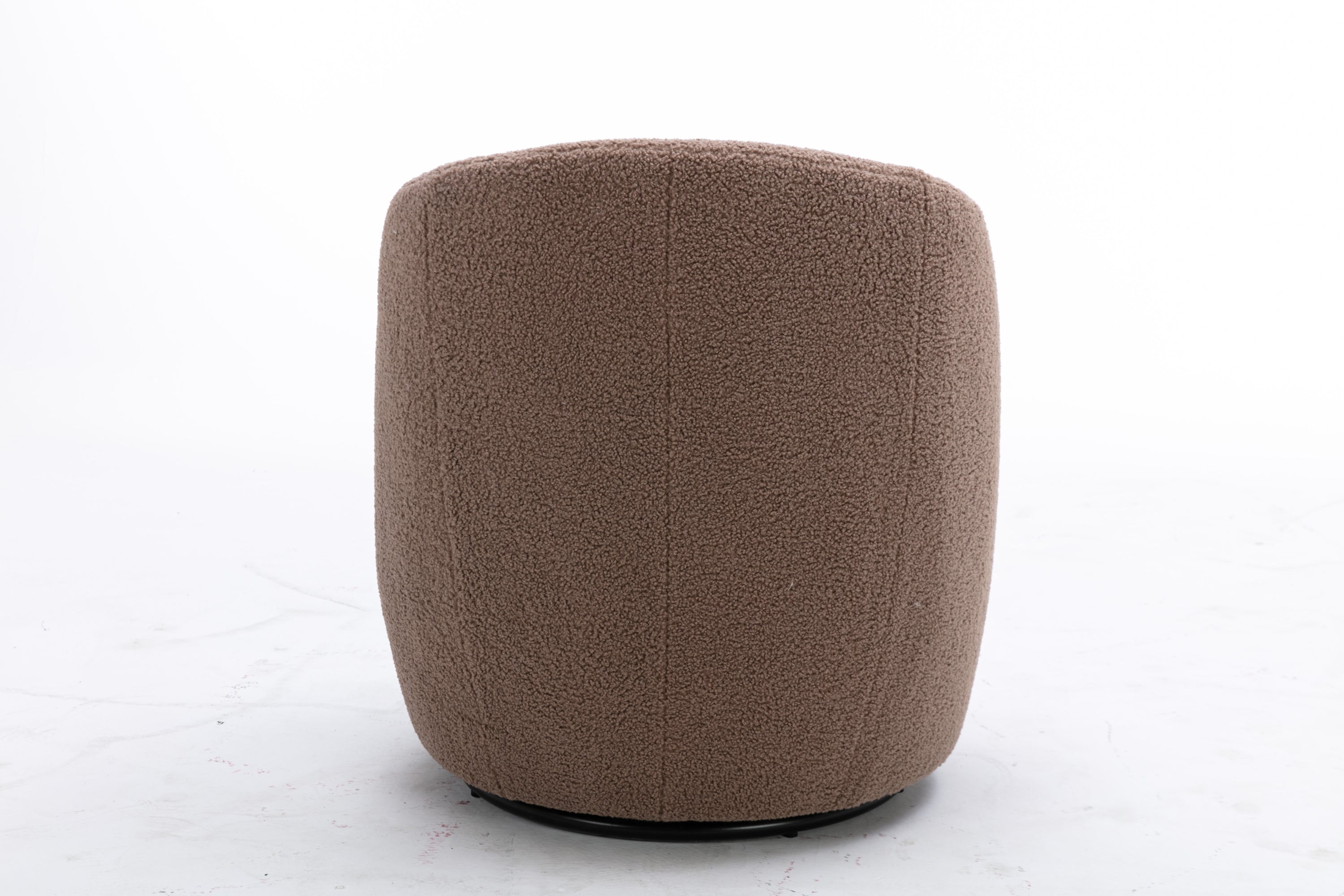 Teddy Fabric Swivel Accent Armchair Barrel Chair With Black Powder Coating Metal Ring,Coffee Brown - Grand Goldman Shop