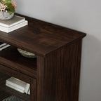 Modern TV Stand for up to 65 Inch TVs, Entertainment Center Farmhouse TV Cabinet Media Console Table with Glass Doors for Living Room, Brown 60'W*15.75'D*29'H - Grand Goldman Shop