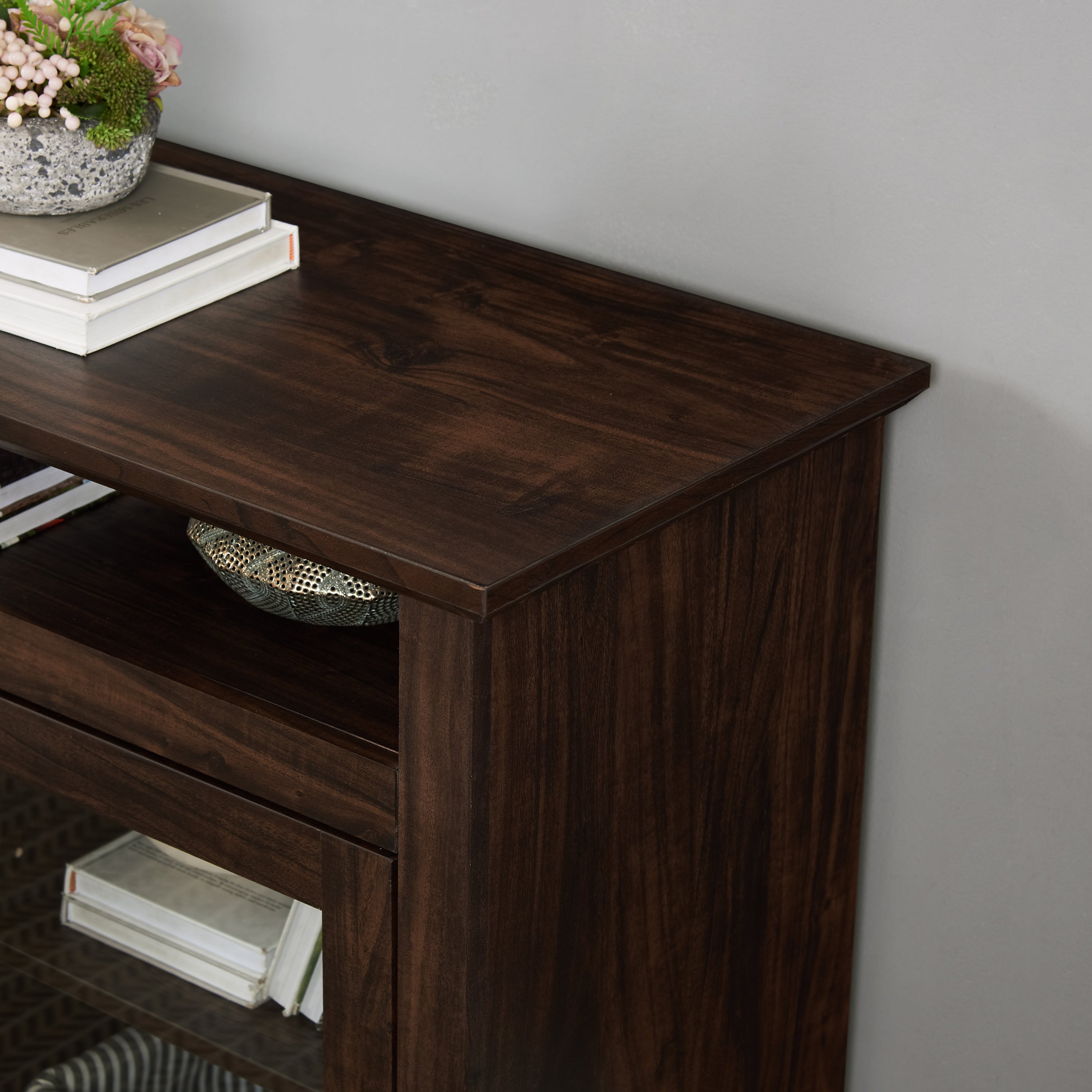 Modern TV Stand for up to 65 Inch TVs, Entertainment Center Farmhouse TV Cabinet Media Console Table with Glass Doors for Living Room, Brown 60'W*15.75'D*29'H - Grand Goldman Shop