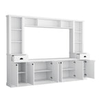 Minimalist Entertainment Wall Unit Set with Bridge for TVs Up to 75'', Ample Storage Space TV Stand with Adjustable Shelves, Modernist Large Media Console for Living Room, White - Grand Goldman Shop
