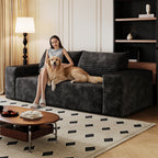 71' 3Setaser Sofa,Corduroy Fabric,Deep Seat Couches,Comfy Loveseat Sofa,No Assembly,1pcs for Living room, Bedroom,Conference room ,Apartment,Black - Grand Goldman Shop