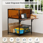 Laser Engraver Enclosure Cabinet with Exhaust Fan 6000RPM for Most Laser Cutter, Storage & Foldable Side Panel, Metal Laser E