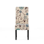 Contemporary Dining Chair Set with Rubberwood Legs in White and Blue Fabric - Grand Goldman Shop