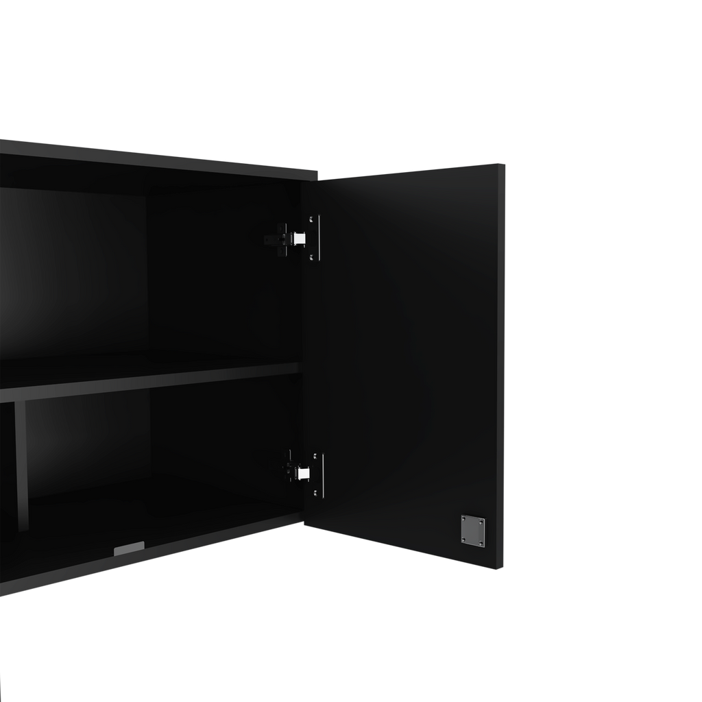 Wall Storage Cabinet Lions, 3 Shelves, Double Door, Black Wengue Finish - Grand Goldman
