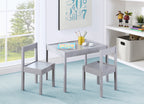 Della 3-Piece Solid Wood Kids Table & Two Chair Set, Gray | Premium Home Decor - Grand Goldman