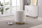 Teddy Swivel Barrel Chair, Swivel Accent Chairs Armchair for Living Room, Reading Chairs for Bedroom Comfy, Round Barrel Chairs with Gold Stainless Steel Base (Ivory) - Grand Goldman Shop