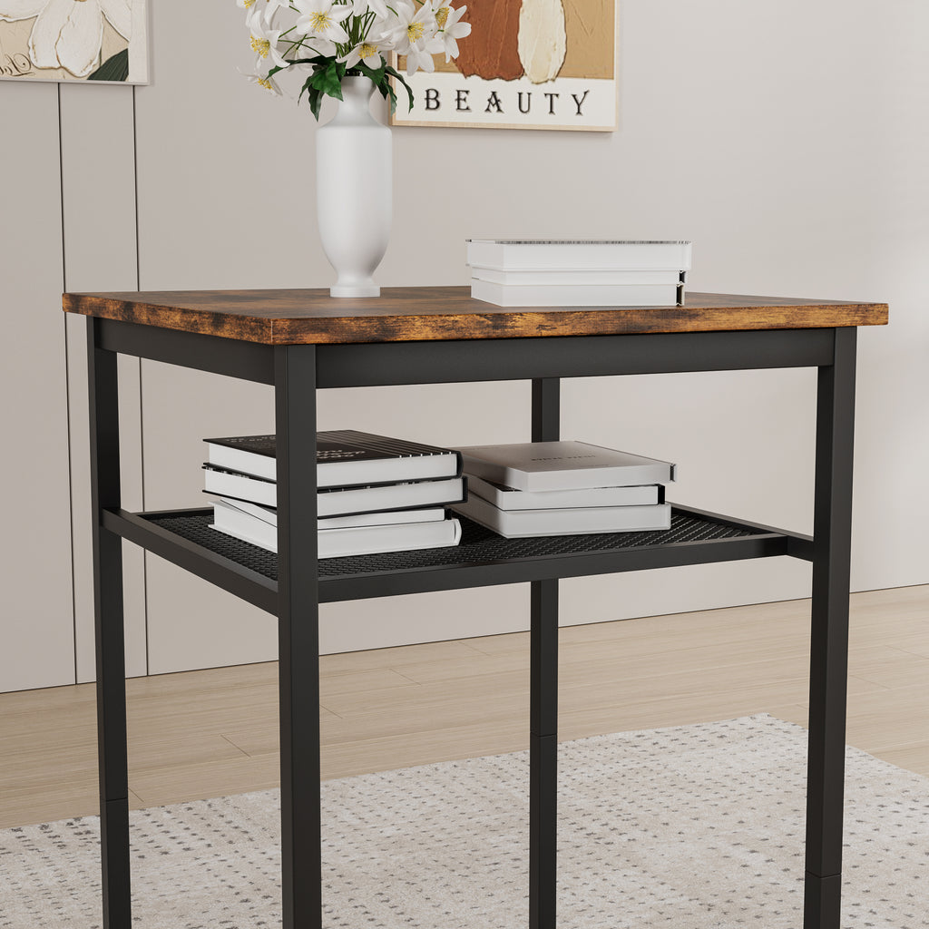 Bar table, equipped with 2 bar stools , with backrest and partition (Rustic Brown) - Grand Goldman Shop
