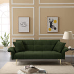 Green Teddy Velvet Futon Sofa Bed with Folding Armrests, Convertible Double Sofa Bed for Small Living Rooms and Studios - Grand Goldman Shop