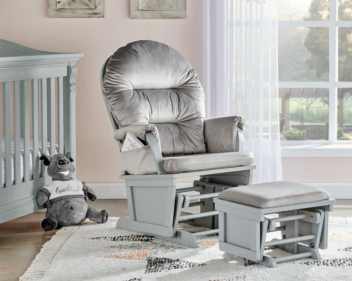 Madison Glider and Ottoman Gray Wood and Light Gray Fabric - Grand Goldman