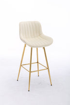 26 Inch Set of 2 Bar Stools,with Chrome Footrest Velvet Fabric Counter Stool Golden Leg Simple Bar Stool,CREAM - Grand Goldman Shop
