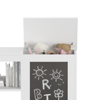 3-in-1 Kids Bookshelf and Toy Storage Cabinet with Chalkboard – Modern White Organizer for Playroom featuring Engineered Wood
