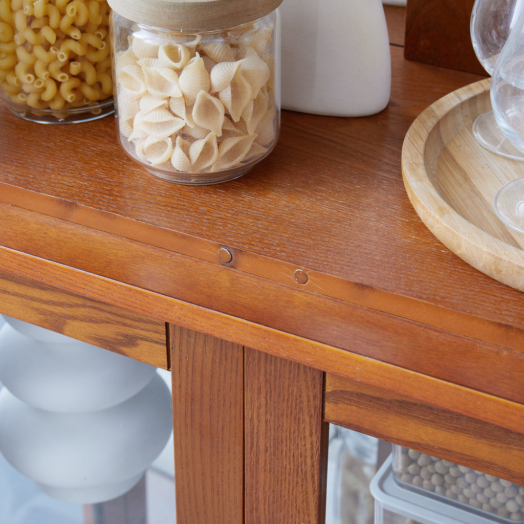Lighted Glass Curio Display Cabinet,Display Cabinet,Glass Storage Cabinet Glass Wine cabinet Wood Frame Toy Display for Living Room, Kitchen, Pantry light bulb included OAK - Grand Goldman Shop