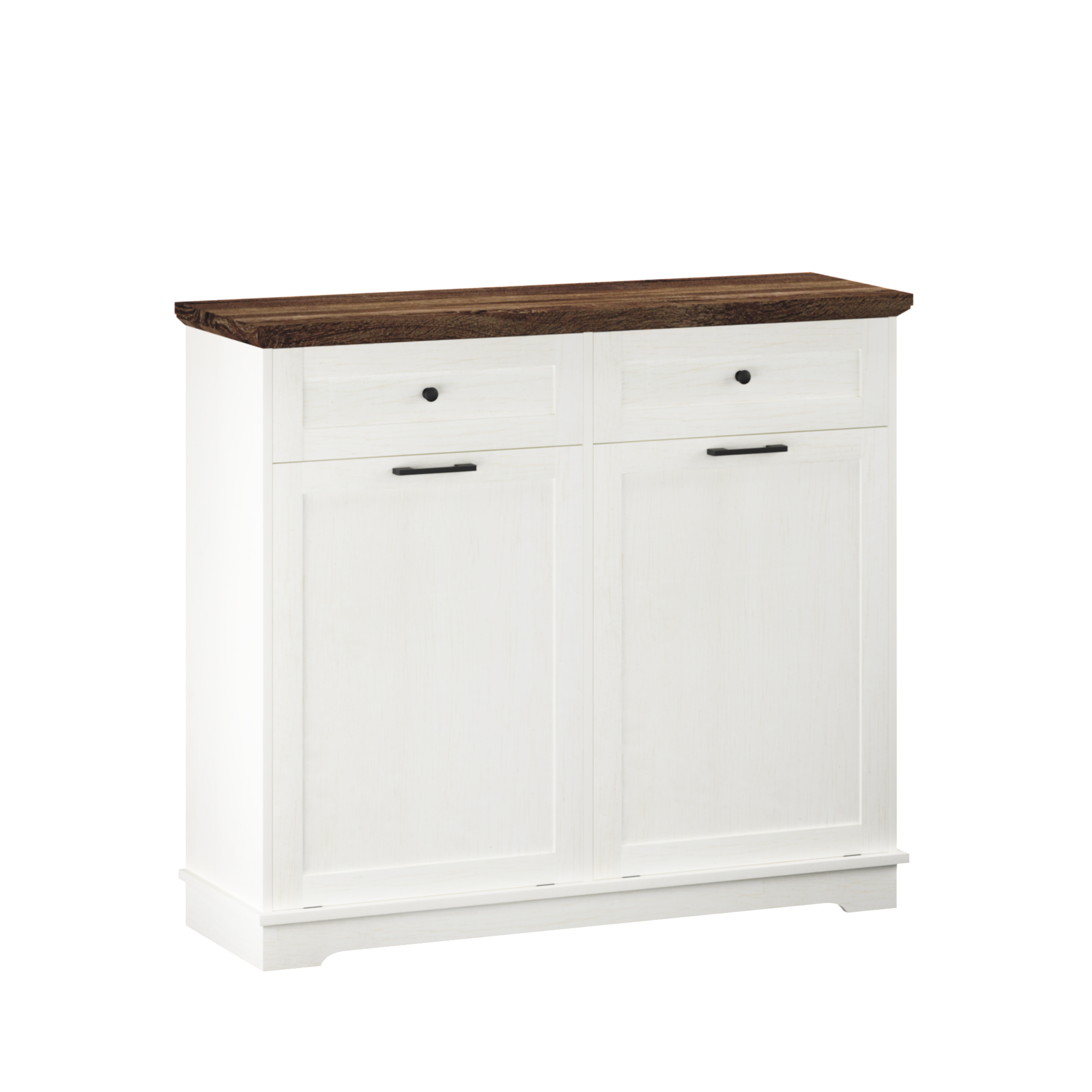20 Gallon Tilt Out Trash Cabinet Freestanding Trash Bin Cabinet Wood Garbage Recycling Cabinet with Drawer Pet Proof Trash Can Holder for Kitchen Living Room, Antique White (Not include trash can) - Grand Goldman Shop