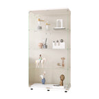 Two-door Glass Display Cabinet 4 Shelves with Door, Floor Standing Curio Bookshelf for Living Room Bedroom Office, 64.7'*31.7