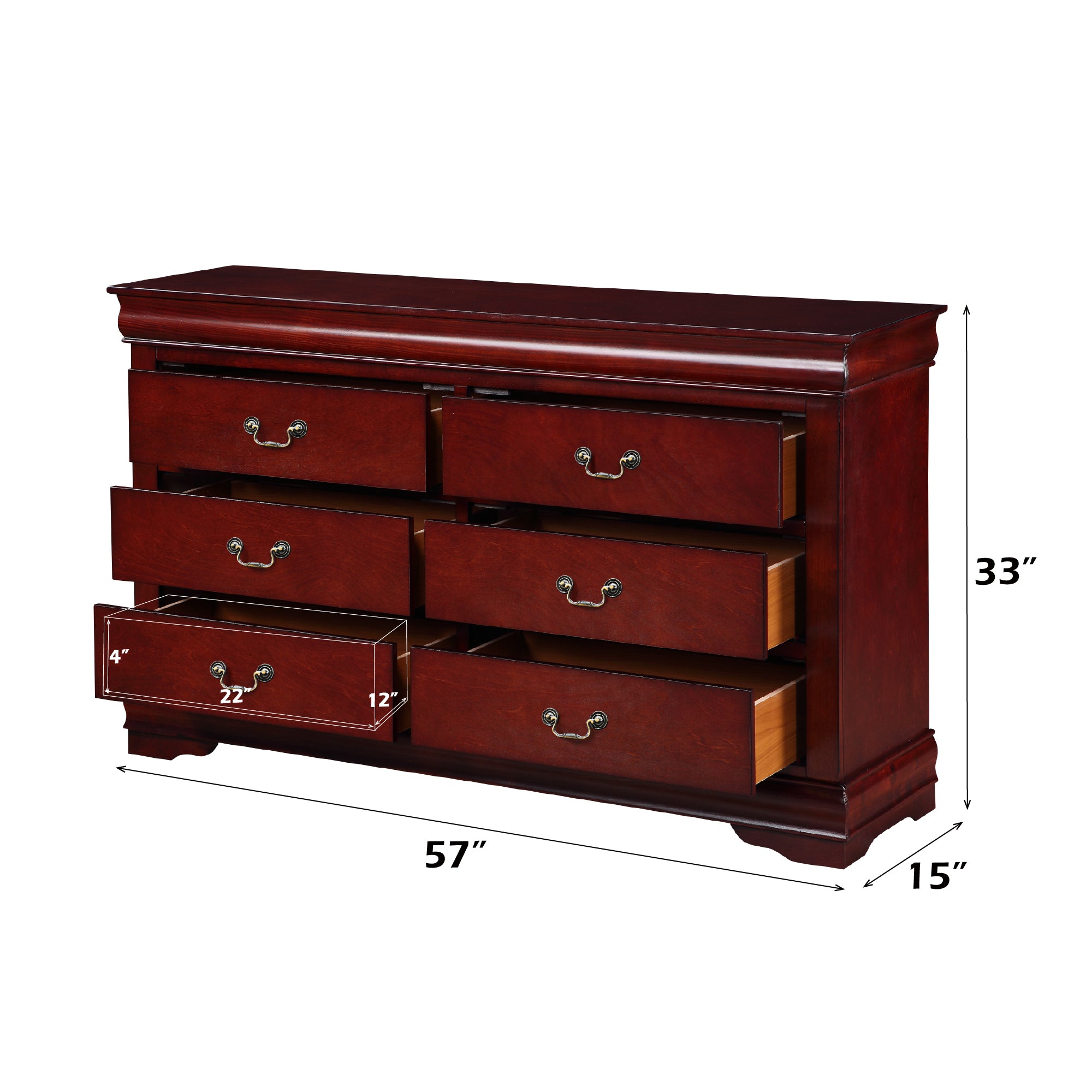Louis Philippe Cherry Finish Dresser - Grand Goldman Shop