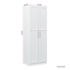 High wardrobe and kitchen cabinet with 2 doors and 3 partitions to separate 4 storage spaces, White - Grand Goldman Shop
