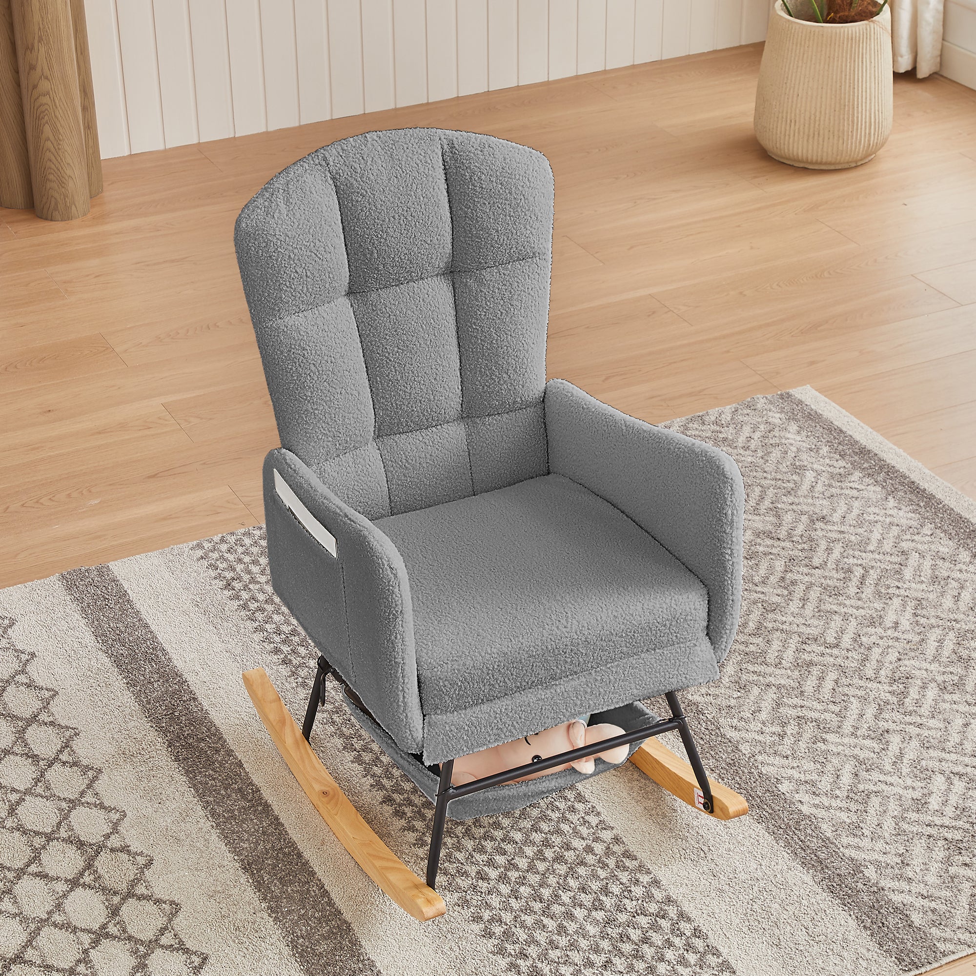 Grey Teddy Rocking Armchair - Grand Goldman Shop