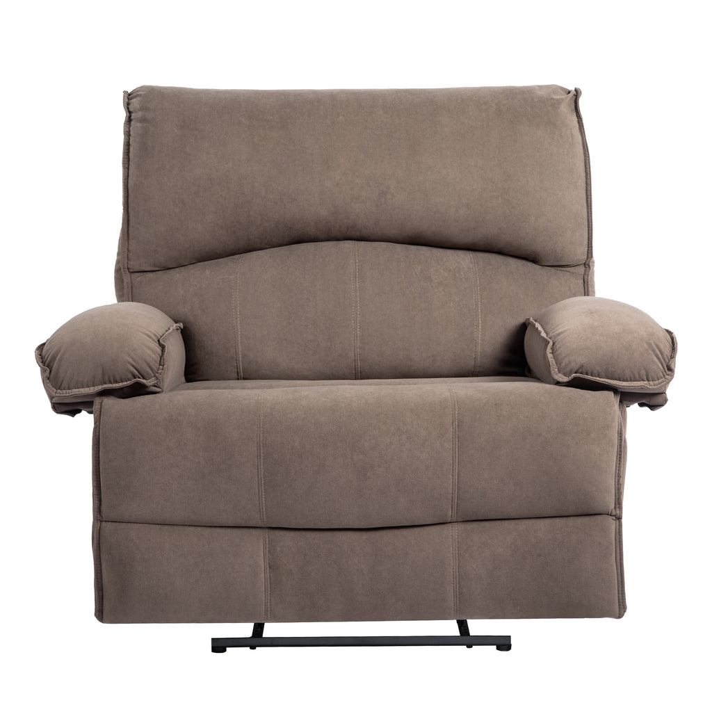Oversized Velvet Recliner Chair Sofa with Manual Push-Back Functionality in Brown - Grand Goldman Shop