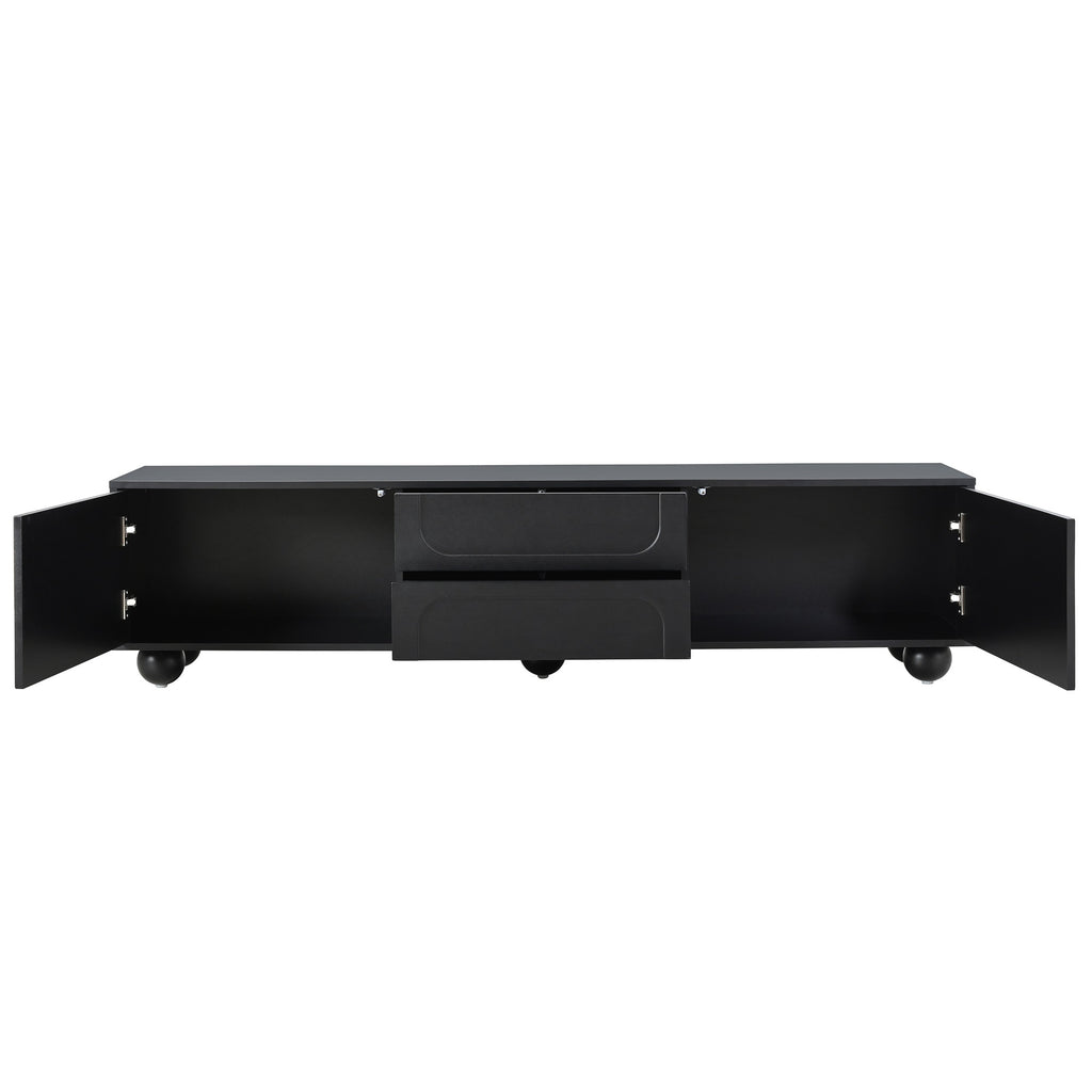 ON-TREND Cream Style TV Stand with Arched Doors & 2 Drawers for TVs up to 75', Minimalist Media Console with Rebound Device, Entertainment Center with 5 Iron Round Legs for Living Room, Bedroom, Black - Grand Goldman Shop