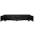 ON-TREND Cream Style TV Stand with Arched Doors & 2 Drawers for TVs up to 75', Minimalist Media Console with Rebound Device, Entertainment Center with 5 Iron Round Legs for Living Room, Bedroom, Black - Grand Goldman Shop