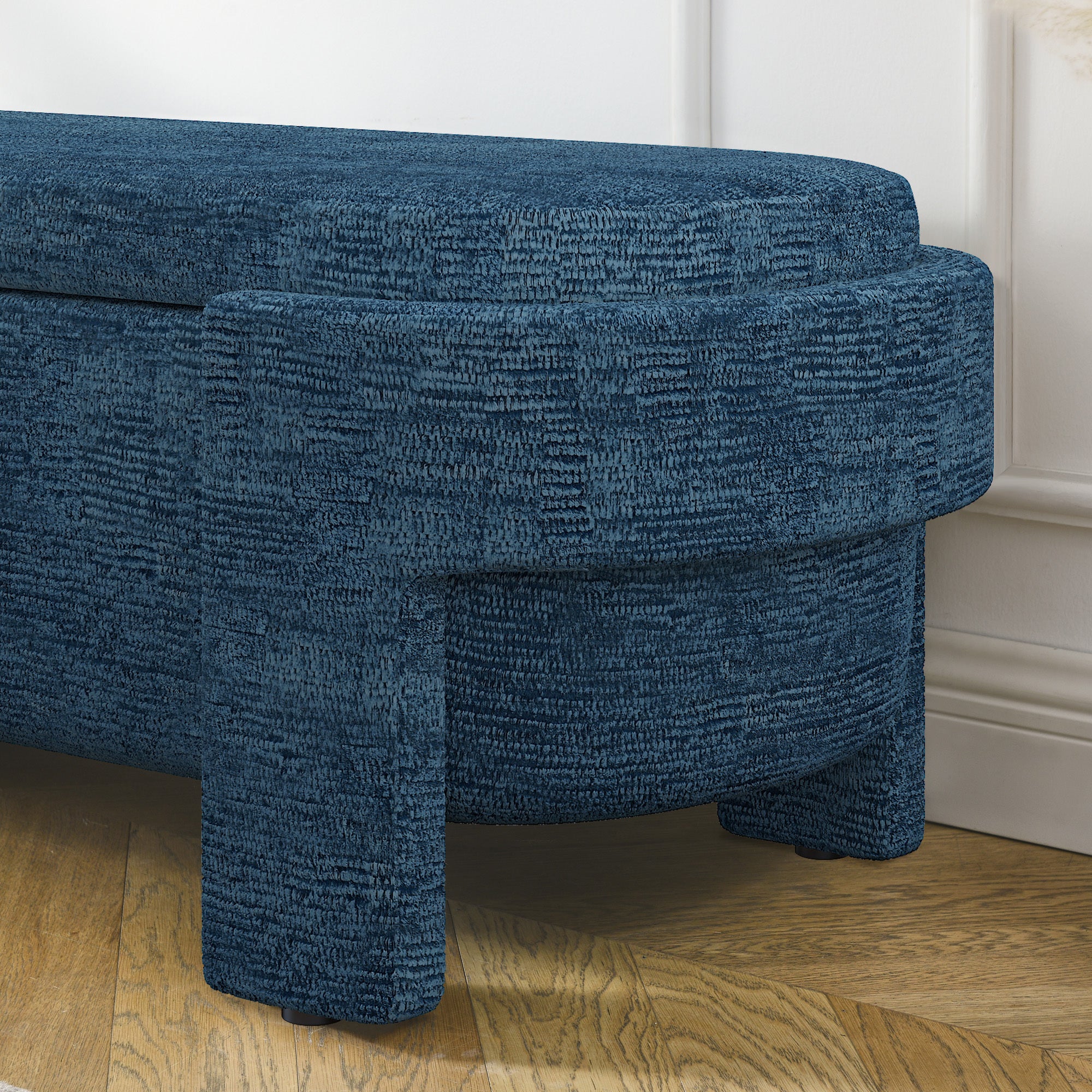 Linen Fabric Upholstered Bench with Large Storage Space for the Living Room, Entryway and Bedroom,dark blue( 51.5''x20.5''x17'' ) - Grand Goldman Shop