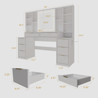 Makeup Vanity Desk with Mirror and Lights, 59' Large Vanity Table with 8Drawers & Open Storage Shelves, Brightness Adjustable, Dressing Table for Bedroom, Women and Girl - Grand Goldman Shop