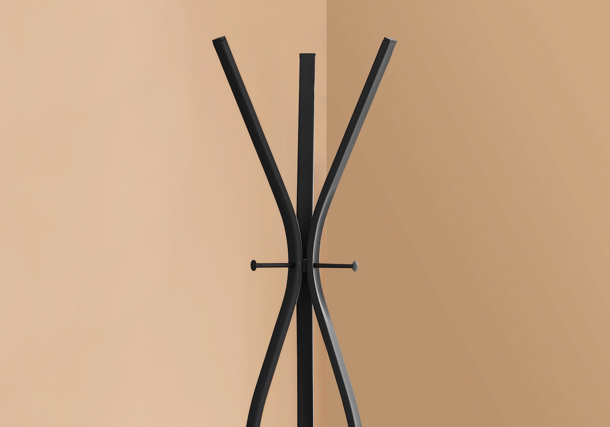 Coat Rack, Hall Tree, Free Standing, 3 Hooks, Entryway, 72'h, Bedroom, Black Metal, Contemporary, Modern - Grand Goldman Shop