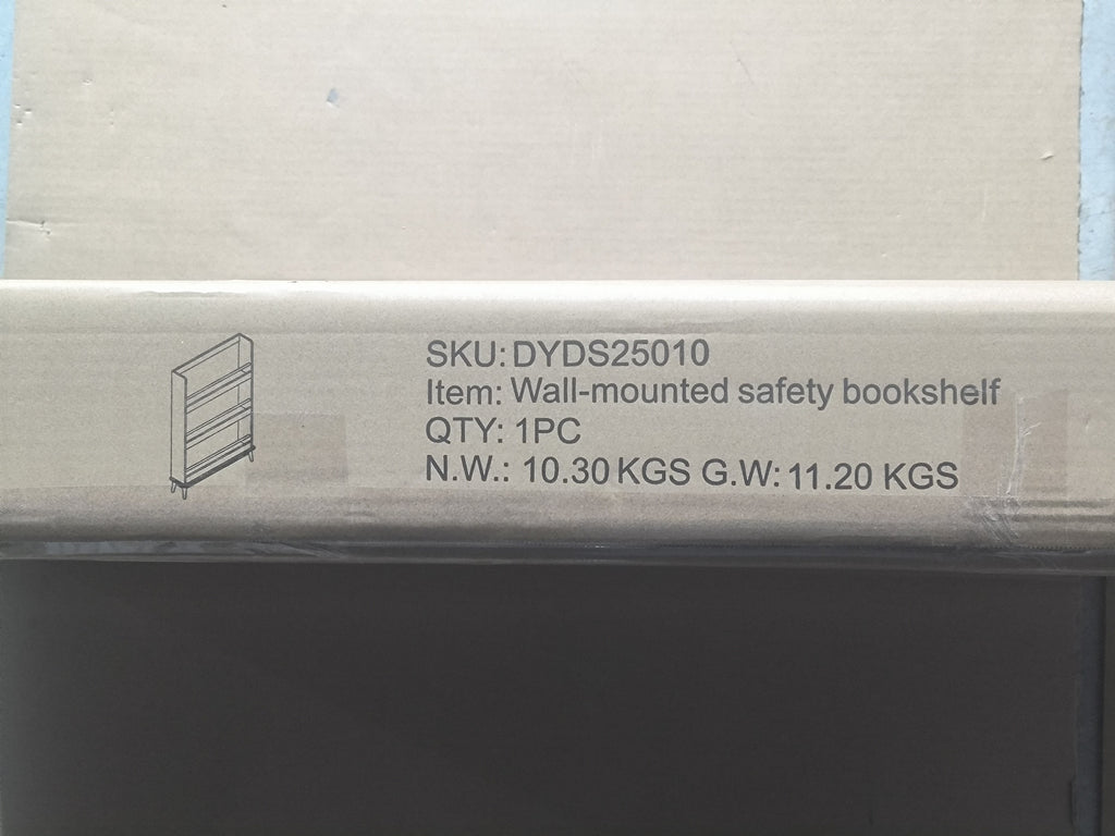 Modern White Wall-Mounted Kids Bookshelf with Natural Wood Base, 3 Front-Facing Display Shelves for Toddler Bedroom, Nursery 