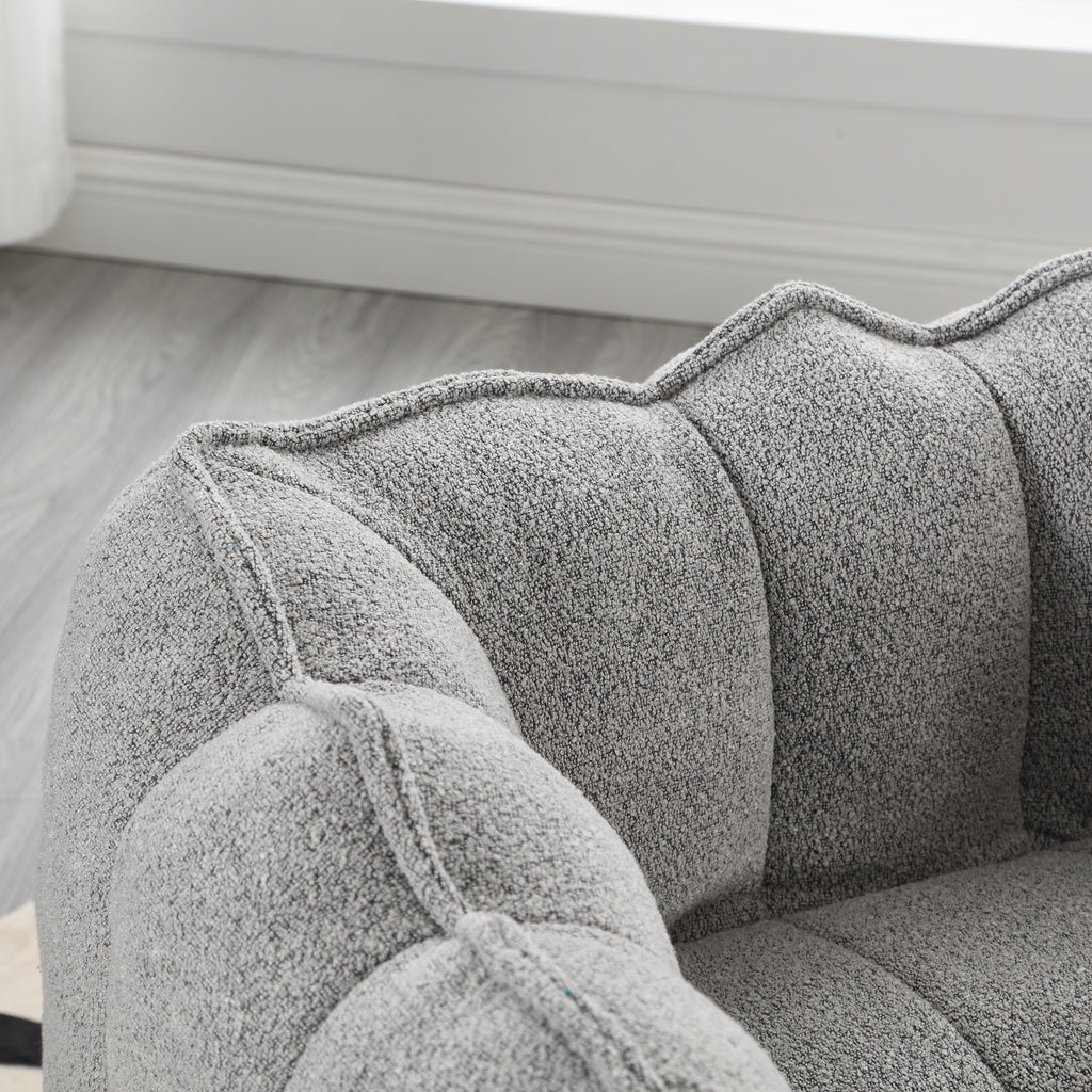 Soft Chenille Bean Bag Chair with High Resilient Foam for Living Room and Bedroom, Comfortable Square Lazy Sofa with Footstool for Adults - Grand Goldman Shop