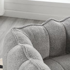 Soft Chenille Bean Bag Chair with High Resilient Foam for Living Room and Bedroom, Comfortable Square Lazy Sofa with Footstool for Adults - Grand Goldman Shop