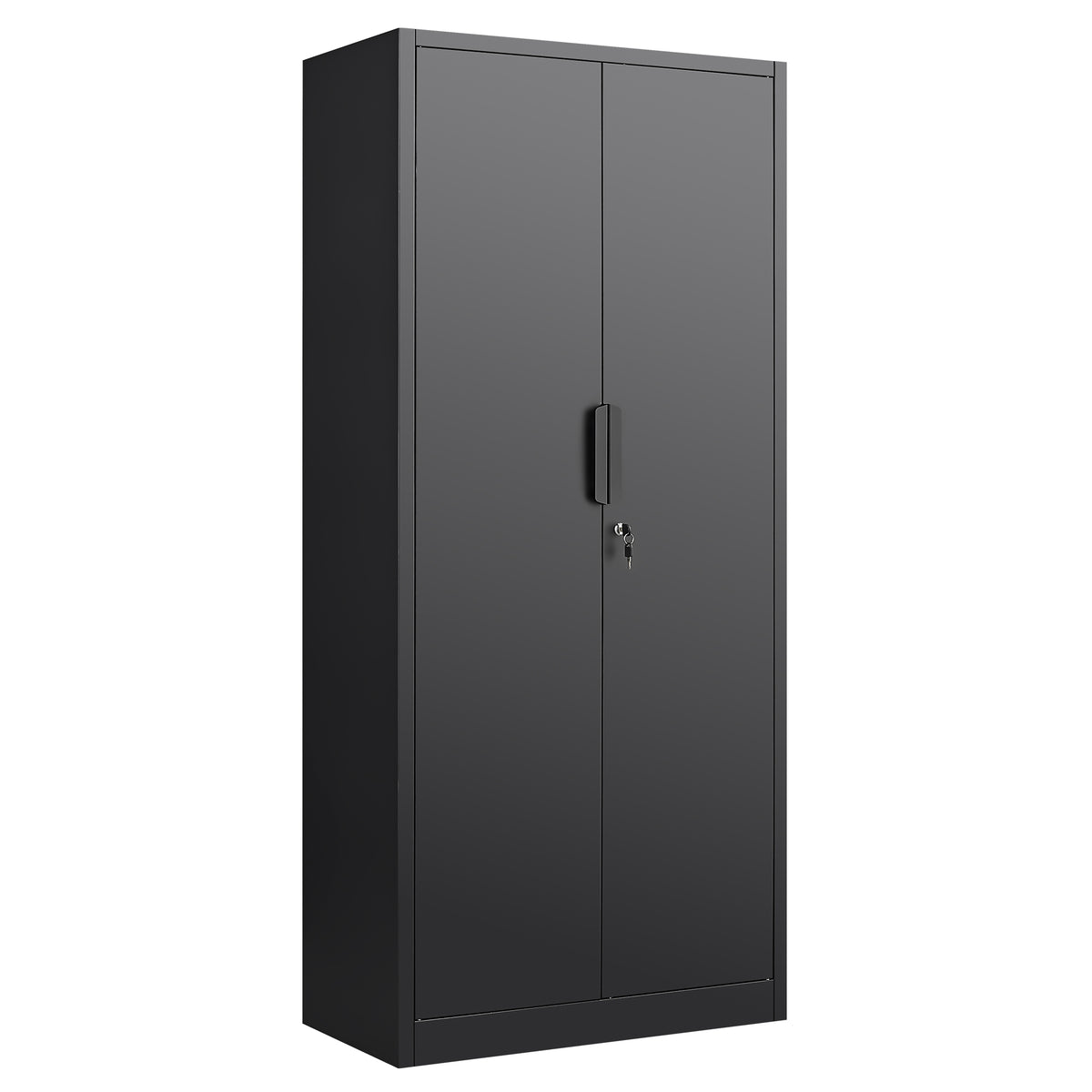 70-Inch Black 2-Door File Cabinet with Lock, 4 Adjustable Shelves, Heavy-Duty Steel Construction for Commercial and Home Offi