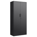 70-Inch Black 2-Door File Cabinet with Lock, 4 Adjustable Shelves, Heavy-Duty Steel Construction for Commercial and Home Offi