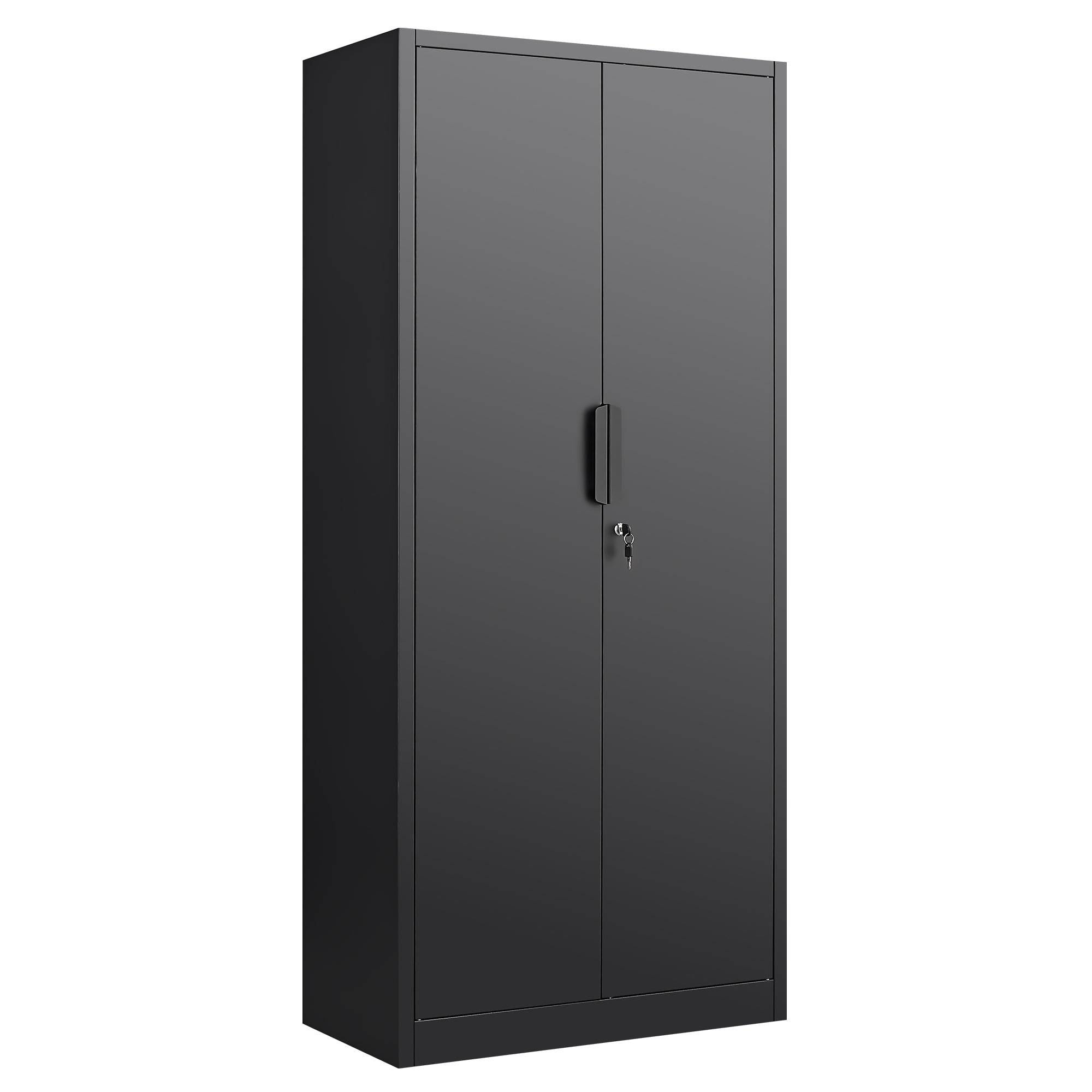 70-Inch Black 2-Door File Cabinet with Lock, 4 Adjustable Shelves, Heavy-Duty Steel Construction for Commercial and Home Offi