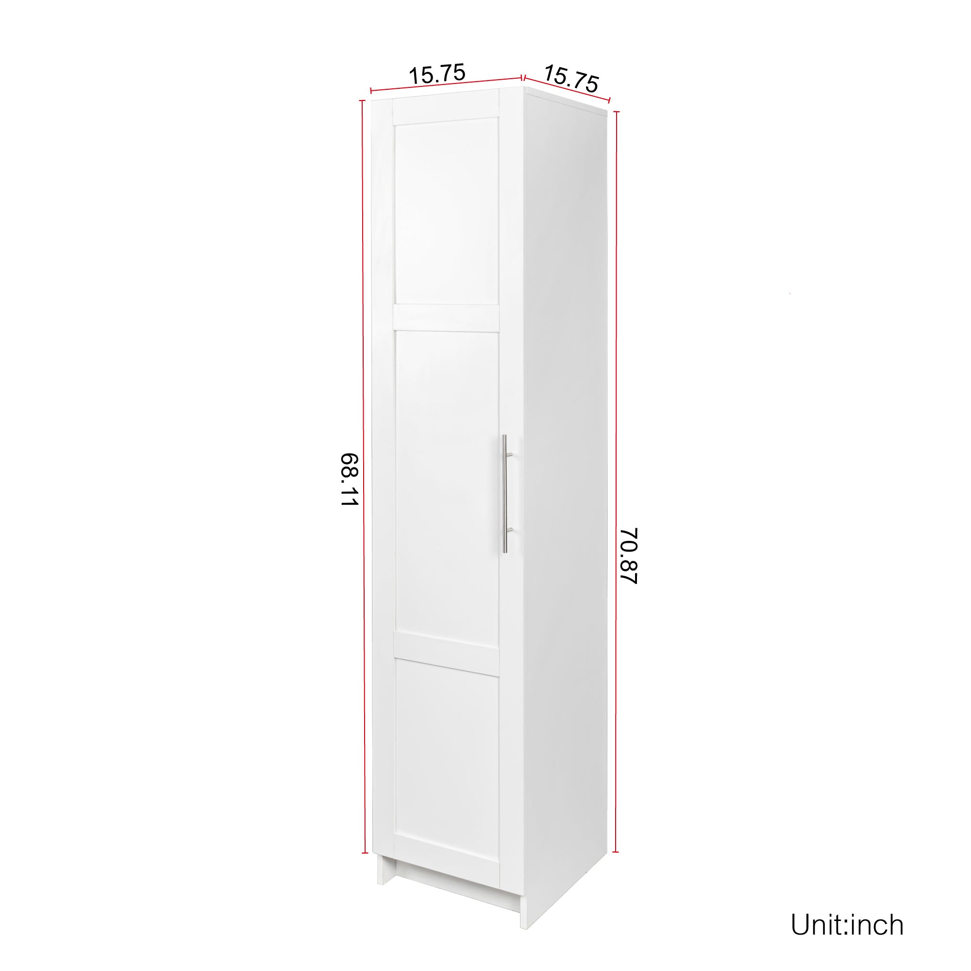Stackable Wall Mounted Storage Cabinet, 15.75' D x 15.75' W x 70.87' H, White - Grand Goldman Shop