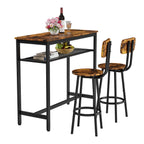 Bar table, equipped with 2 bar stools , with backrest and partition (Rustic Brown) - Grand Goldman Shop