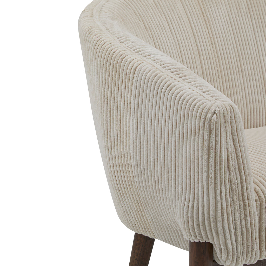 Corduroy Recessed Arm Loveseat(Beige+Walnut-65780) - Grand Goldman Shop