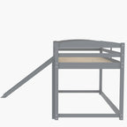 Gray Twin over Twin Bunk Bed with Convertible Slide and Ladder, Pine Wood and MDF, 79.3''L x 84.4''W x 46.5''H - Grand Goldman Shop