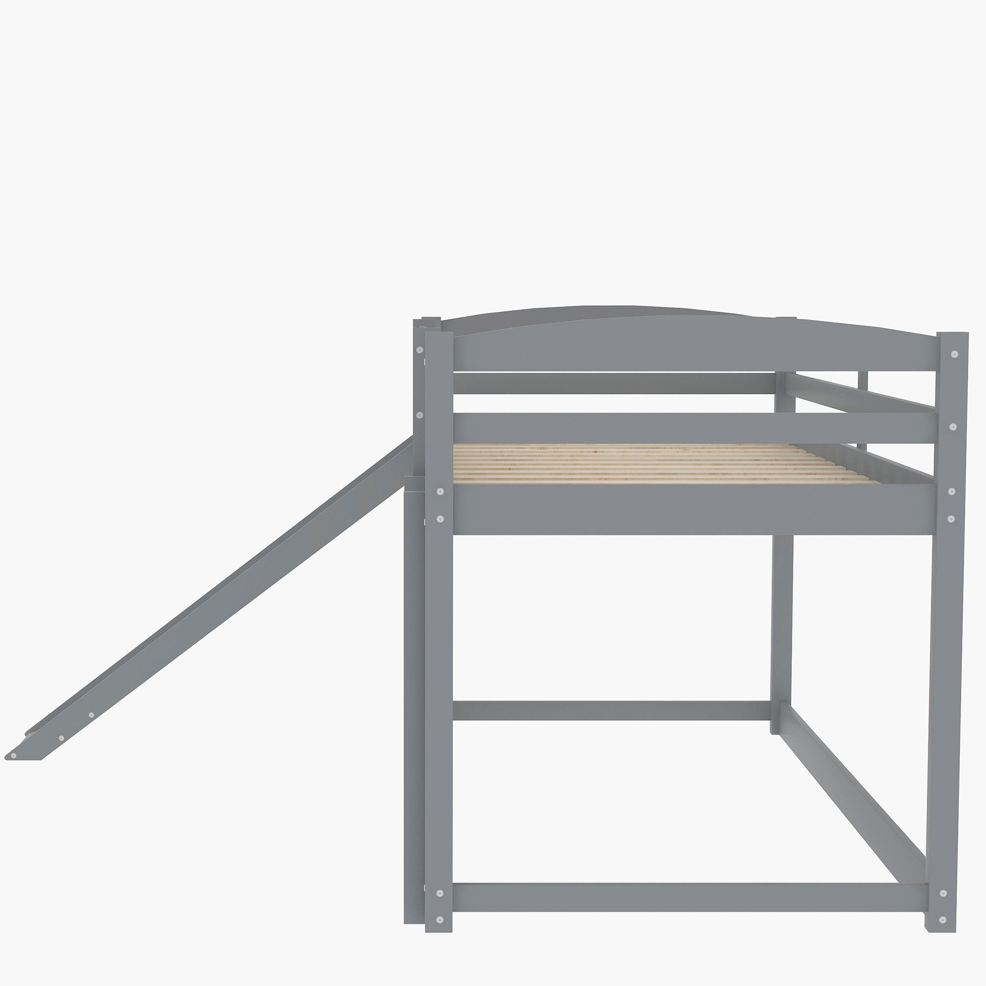 Gray Twin over Twin Bunk Bed with Convertible Slide and Ladder, Pine Wood and MDF, 79.3''L x 84.4''W x 46.5''H - Grand Goldman Shop