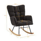 Glider Chair for Living Room Tufted Upholstered Teddy Fabric Rocking Chair with Metal Frame Accent Chair Dark Gray - Grand Goldman Shop